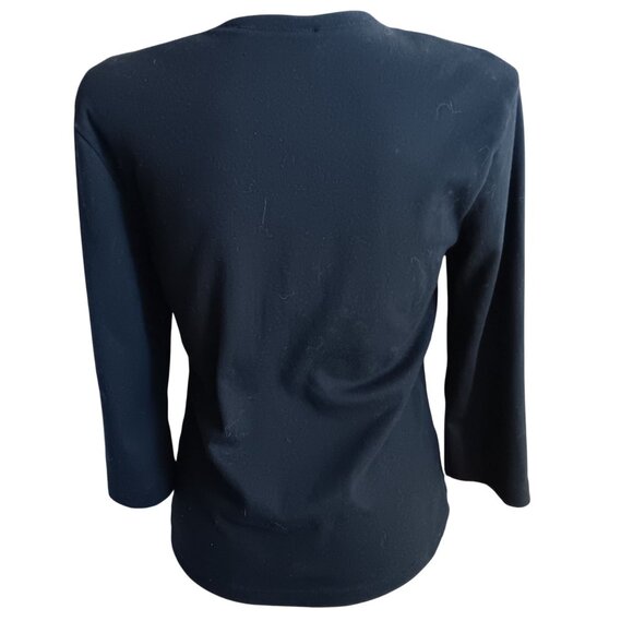 Medium Women's Top Onque Casuals Black Halloween Pumpkin Embroidered - Picture 2 of 3